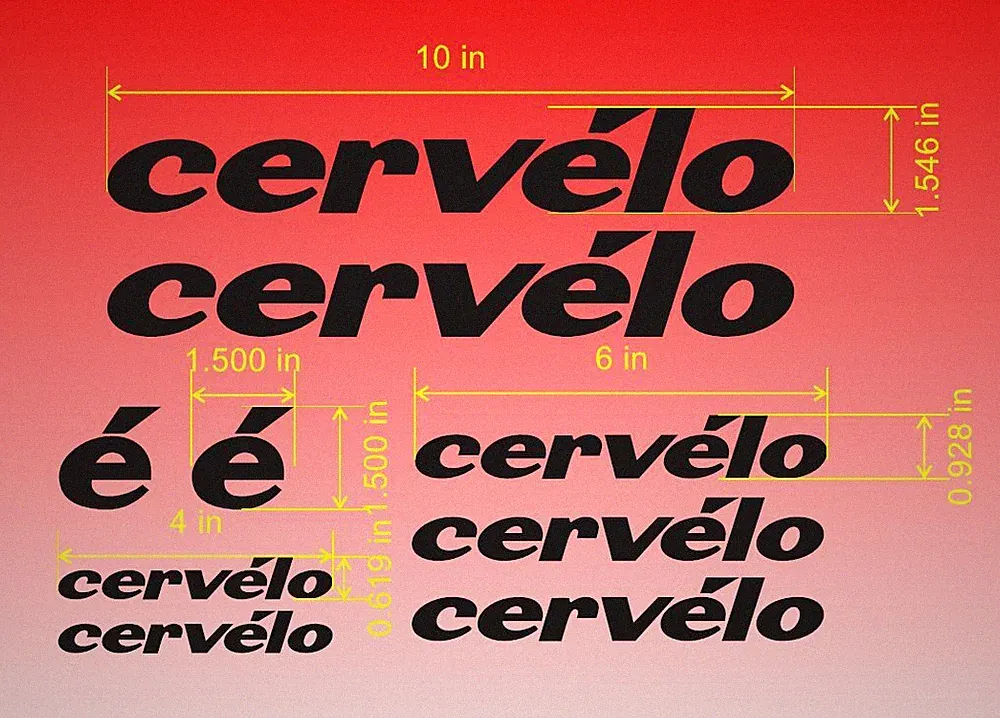 Custom cervelo Style Bike Frame Vinyl Decal Sticker Set. 30 Colors. USA Seller.