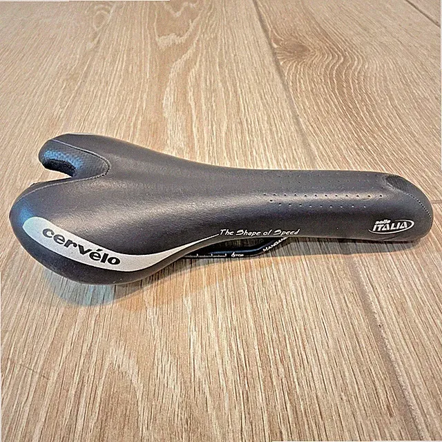 Selle Italia Cervelo Saddle Black Leather Manganese Rails 135mm