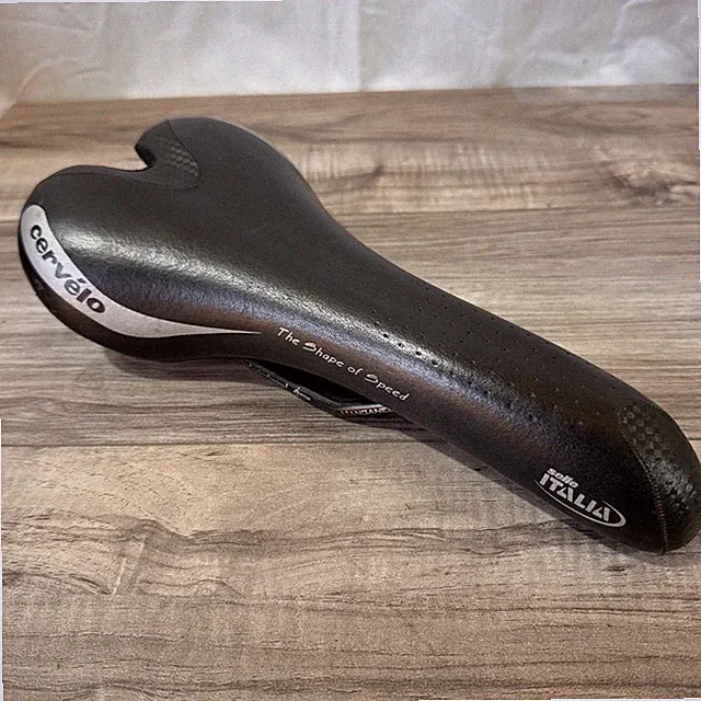 Selle Italia Cervelo Tri Saddle Black Leather Manganese Rails 135mm